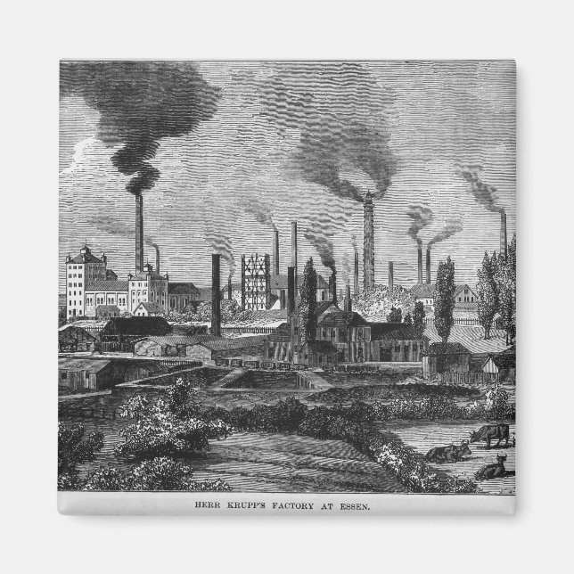Herr Krupp's Factory in Essen, Deutschland Magnet (Vorne)
