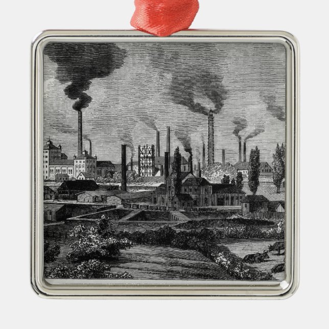 Herr Krupps Factory in Essen, Deutschland Silbernes Ornament (Vorne)