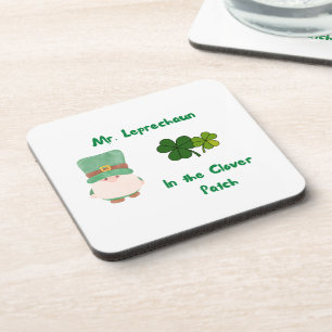 Herr Leprechaun im Kleber-Patch Getränkeuntersetzer