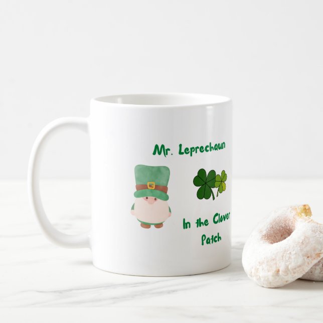 Herr Leprechaun im Kleber-Patch Kaffeetasse (Mit Donut)
