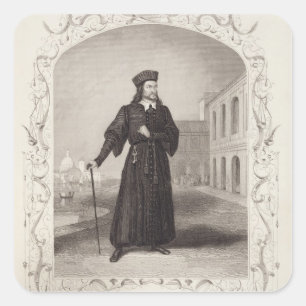 Herr Macready als Shylock, Szene 3 der Taten-I, Quadratischer Aufkleber