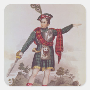 Herr Macready in der Rolle von Rob Roy Macgregor Quadratischer Aufkleber