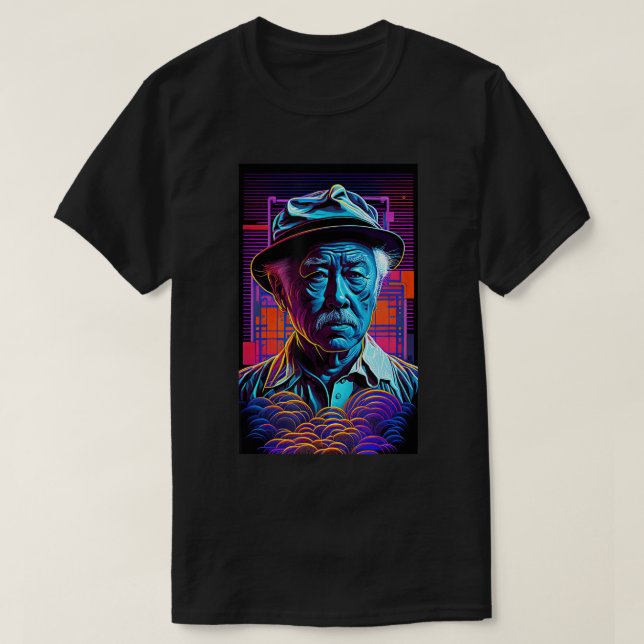 Herr Miagi - Blacklight Art Style - Synthwave T-Sh T-Shirt (Design vorne)