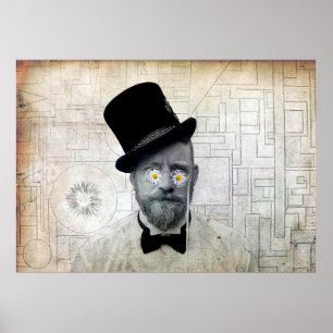 Herr mit Blumen-Glas-Plakat! Poster