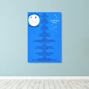 Herr Mond Blau Weiße Sterne Name 18" x 27" Leinwanddruck