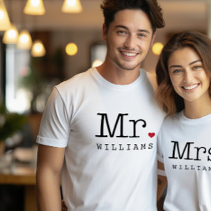 Herr Monogramm Herz Nachname Hochzeit Tri-Blend Shirt