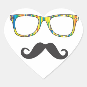Herr Moustache Hipster Herz-Aufkleber