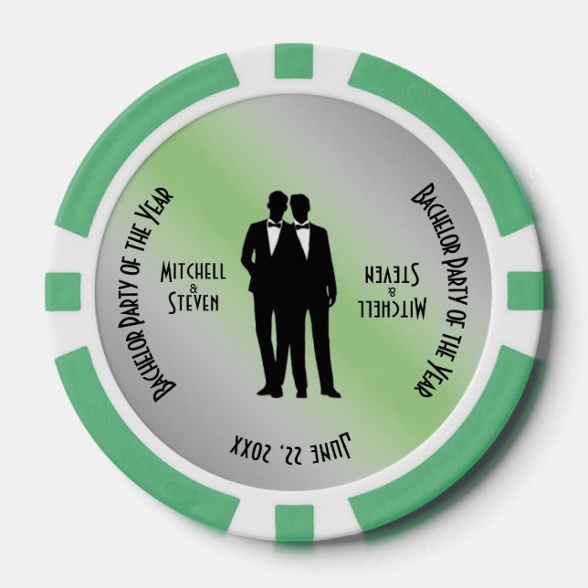Herr & Mr. Bachelor Party Green Pokerchips (Vorderseite)