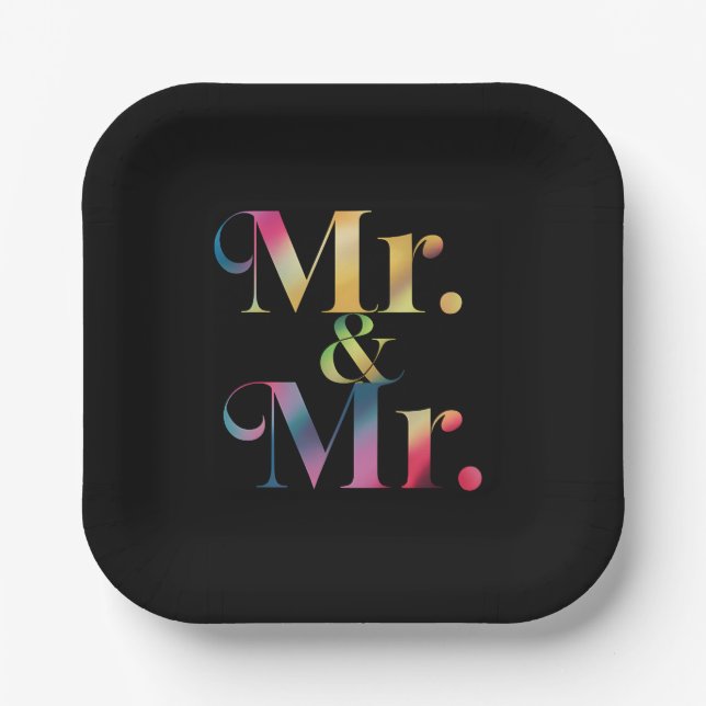 Herr & Mr. Gay Bachelor Party Gay Marriage Pappteller (Vorderseite)