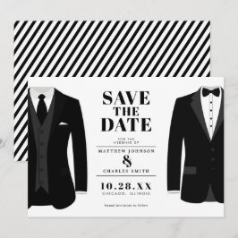 Herr & Mr. Modern Black Wedding Tux - Save the Dat Save The Date