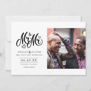 Herr & Mr. Script - Save the Date mit Foto