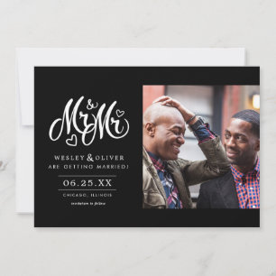 Herr & Mr. Script - Save the Date mit Foto