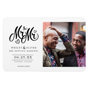 Herr & Mr. Script - Save the Date mit Foto Magnet