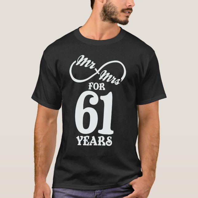 Herr & Mrs. 61 Jahre 61 Jahre Hochzeit T-Shirt (Vorderseite)