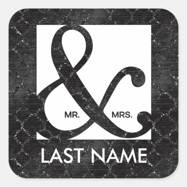 Herr & Mrs. Ampersand Black Glitzer Sticker (Vorderseite)