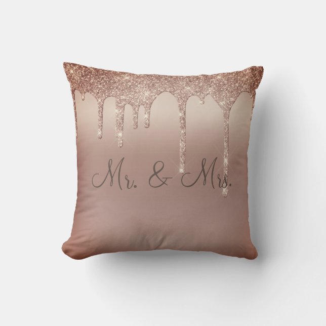 Herr & Mrs Bronze Glitzer Wedding Keepake Elegant Kissen (Vorderseite)