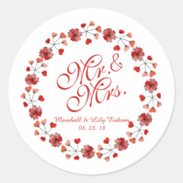 Herr & Mrs. Elegant Floral Wedding | Aufkleber
