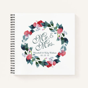Herr & Mrs. Elegant Floral Wedding   Gästebuch Notizbuch