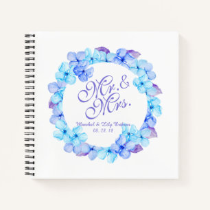 Herr & Mrs. Elegant Floral Wedding Gästebuch Notizbuch