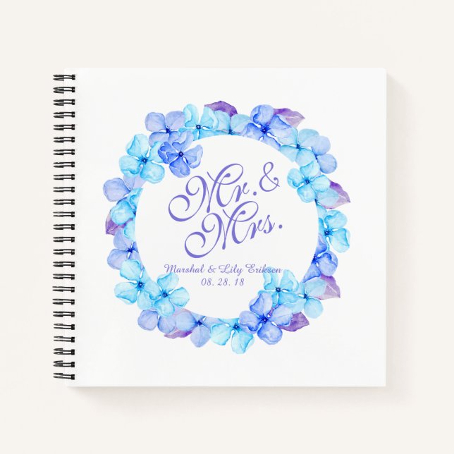 Herr & Mrs. Elegant Floral Wedding | Gästebuch Notizbuch (Vorderseite)