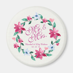 Herr & Mrs. Elegant Floral Wedding   Magnet