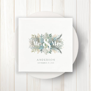 "Herr & Mrs." elegante leafy napkin Serviette