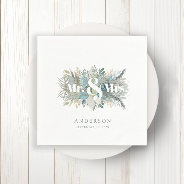 "Herr & Mrs." elegante leafy napkin Serviette (Von Creator hochgeladen)