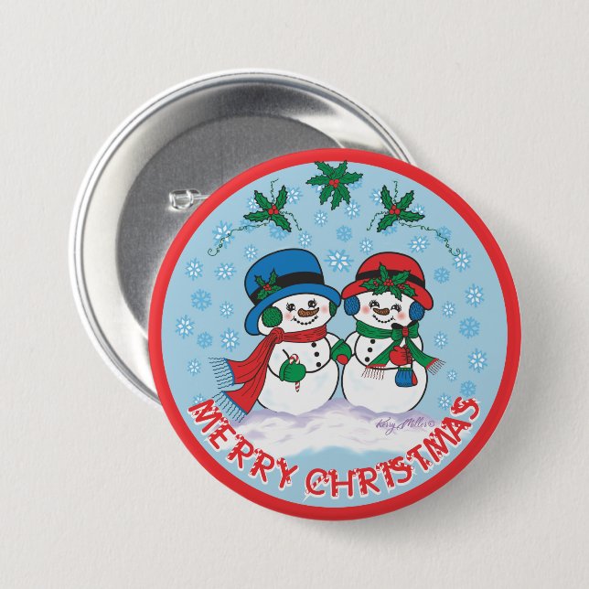 Herr & Mrs. Frosty The Snowman Button (Vorne & Hinten)