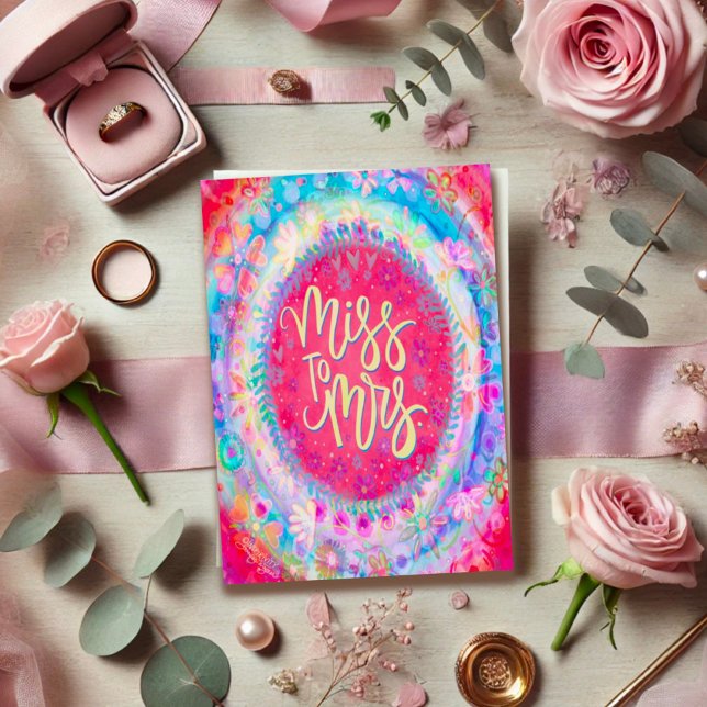 Herr & Mrs Fun Floral Blue Wedding Inspirivity Karte (Von Creator hochgeladen)