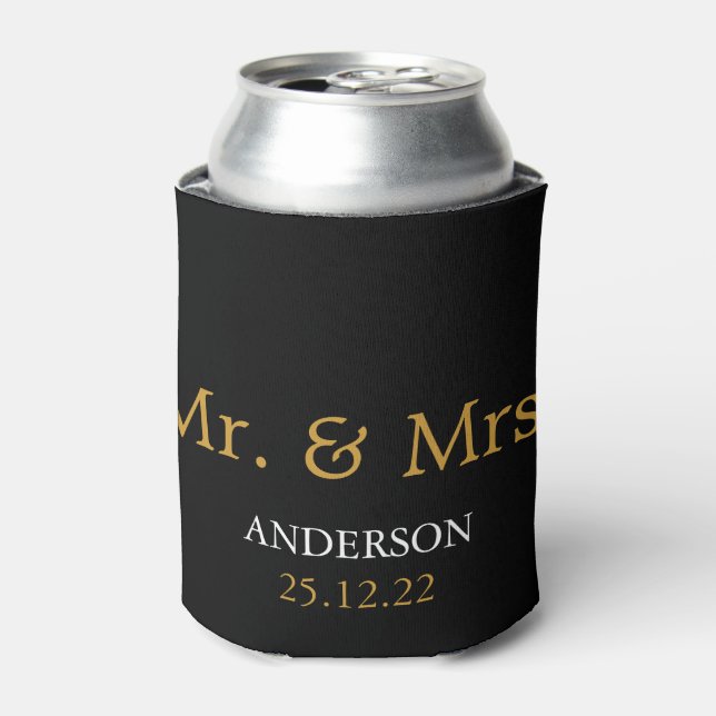 Herr & Mrs. Gastgeschenk Hochzeit Gold Glitzer Dosenkühler (Kanne Vorderseite)