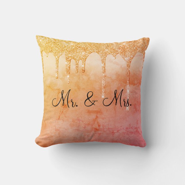 Herr & Mrs Glitzer Wedding Keepake Elegant Throw P Kissen (Vorderseite)