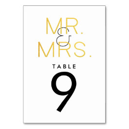 Herr & Mrs. Gold Elegant Typografy Wedding Table Tischnummer