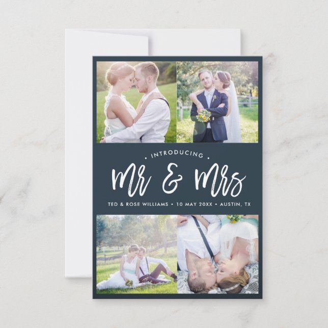 HERR & MRS. | Hochzeitsankündigung für Pinsel Dankeskarte (Vorderseite)