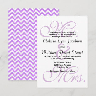 Herr & Mrs Lila Zickzack - 3x5 Hochzeit Einladung