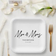 Herr & Mrs. Modern Schwarz-weiß Script Wedding