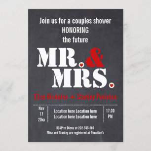 Herr & Mrs Modern typography Polterabend Einladung