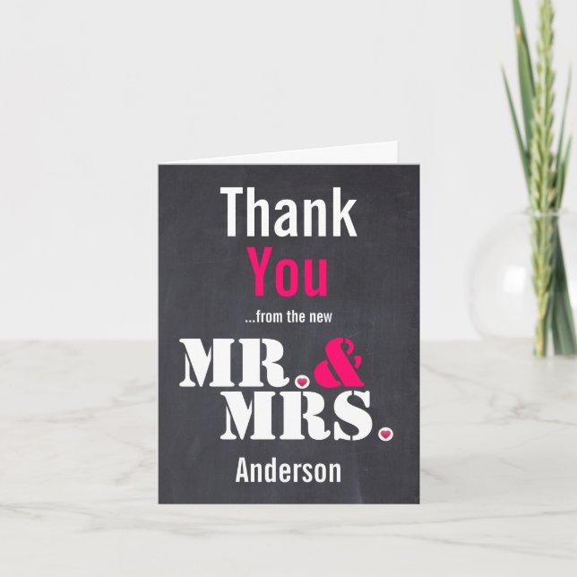 Herr & Mrs Modern typography wedding Danke (Vorderseite)