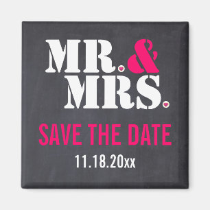 Herr & Mrs Modern typography wedding Save the Date Magnet