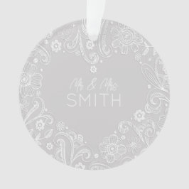 HERR&MRS. NAME Wedding DATE Keepake Doodle Heart Ornament