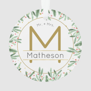 Herr + Mrs. Our First Christmas Monogram Ornament