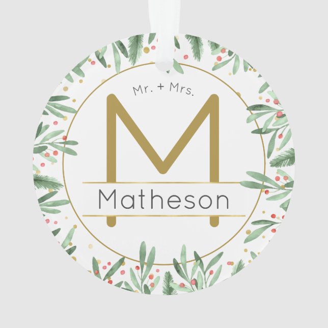 Herr + Mrs. Our First Christmas Monogram Ornament (Rückseite)