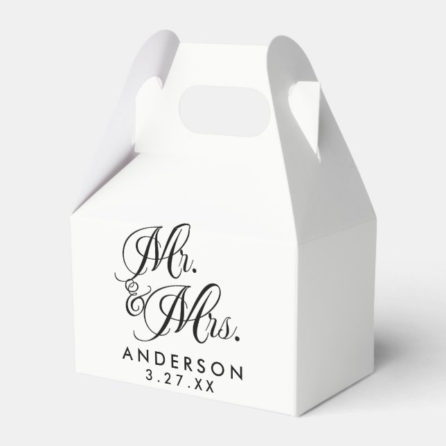 Herr & Mrs. Schwarz-weiß Wedding Verlobung Gefalle Geschenkschachtel (Vorderseite)