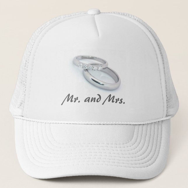 Herr & Mrs./Silver Wedding Bands Truckerkappe (Vorderseite)