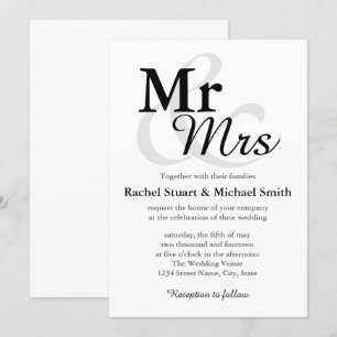 Herr &Mrs Simple Elegant Typografy Wedding Einladung