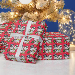 Herr & Mrs. Snowman and Snowkids Geschenkpapier