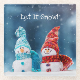 Herr & Mrs. Snowman Custom Glass Untersetzer