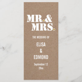 Herr & Mrs. typography Kraftpapier Hochzeitsprogra Programm