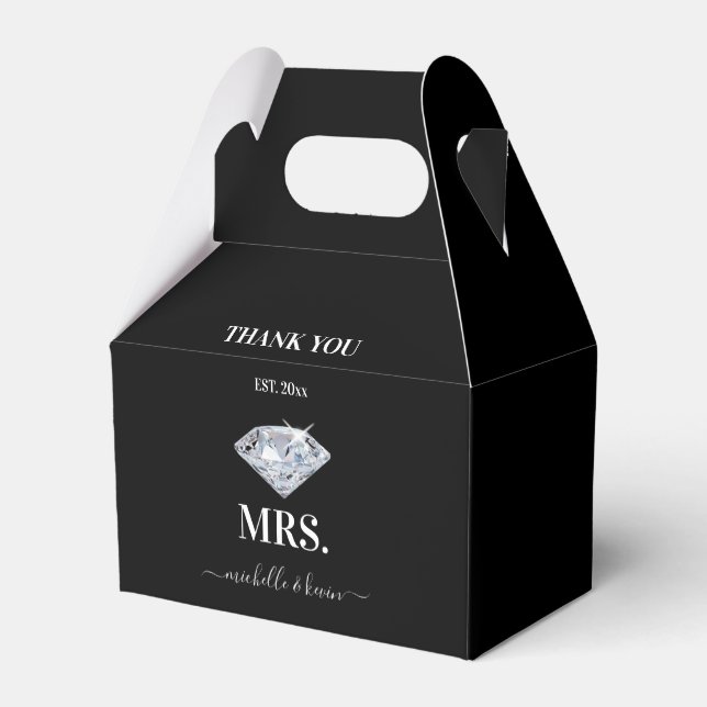 Herr & Mrs. Wedding Party Black & White Geschenkschachtel (Rückseite)