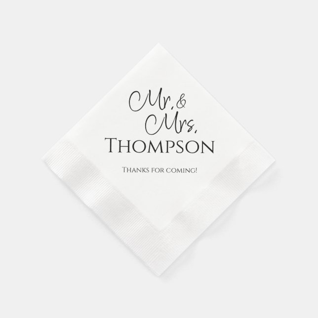 Herr & Mrs. Wedding Reception Cocktail Napkins Serviette (Ecke)
