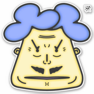 Herr Mustache Cartoon face v2 Aufkleber